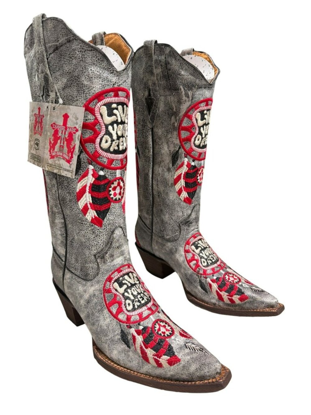 Tanner Mark  Leather Live Your Dream Western Cowboy Womens Boots Size 8 New